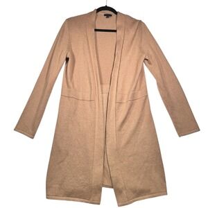 Talbots Women Long Beige Knit Cardigan Sweater Open Front Long Sleeve‎ Size S
